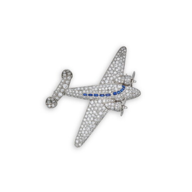 View full screen - View 1 of Lot 441. Diamond and Sapphire Brooch.