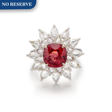View full screen - View 1 of Lot 1194. SPINEL AND DIAMOND RING | 3.58卡拉 天然「緬甸」尖晶石 配 鑽石 戒指.