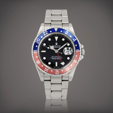 View full screen - View 1 of Lot 162. 'Pepsi' GMT-Master II, reference 16710 Montre bracelet en acier avec deux fuseaux horaires et date | Stainless steel dual time zone wristwatch with date and bracelet Vers 2005 | Circa 2005.