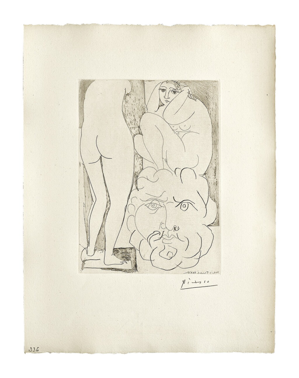 View full screen - View 1 of Lot 90. PABLO PICASSO | FEMME SONGEUSE ET INQUIÈTE DANS L'ATELIER DE SCULPTURE (BLOCH 188; BAER 347).