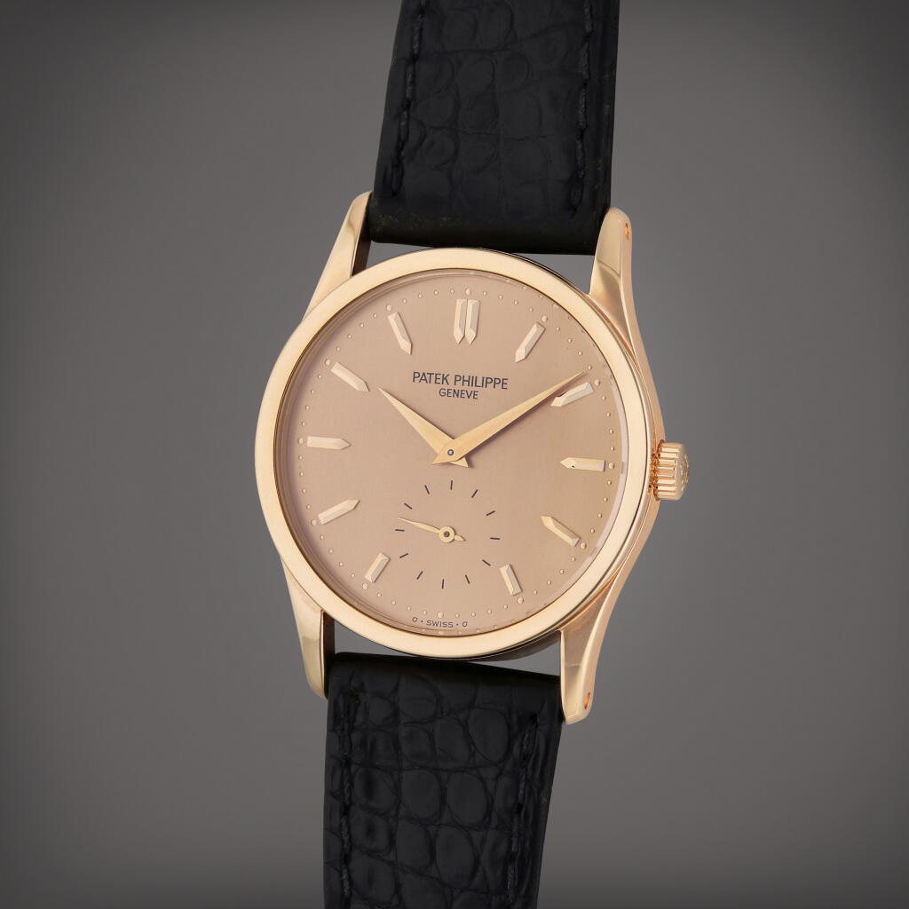 View full screen - View 1 of Lot 346. Reference 3796 Calatrava | A pink gold wristwatch, Circa 1995.