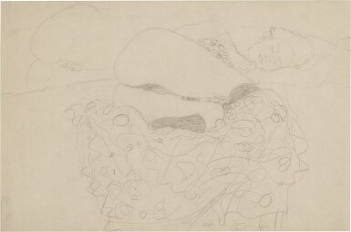 View full screen - View 1 of Lot 267. Liegender Halbakt nach rechts, die Beine angezogen, Wiederholung der Gesaßpartie (Lying Half Nude to the Right, Legs Drawn Up, Repetition of the Backside).