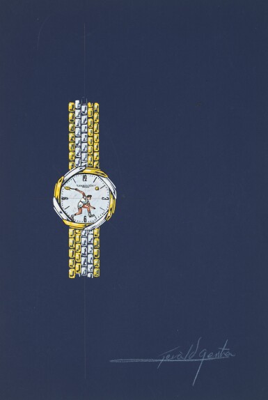 View full screen - View 1 of Lot 1025. An original prototype design of a bracelet watch with accompanying NFT, Circa 1990 .