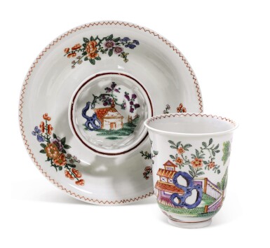 View full screen - View 1 of Lot 53. A Vienna (Du Paquier) beaker and trembleuse stand, Circa 1730.