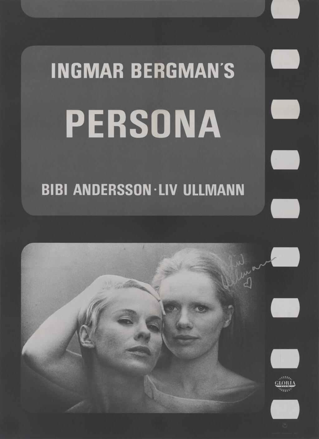 View full screen - View 1 of Lot 158. PERSONA (1966) FIRST GERMAN RELEASE POSTER, 1967, SIGNED BY LIV ULLMANN.