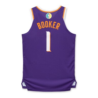View full screen - View 1 of Lot 9. Devin Booker ‘China Games’ Phoenix Suns 2025-2026 Game Worn Icon Edition Jersey.