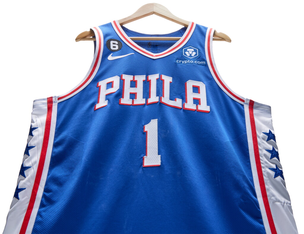 View full screen - View 1 of Lot 99. James Harden Philadelphia 76ers 2022-2023 Game Worn Icon Edition Jersey .