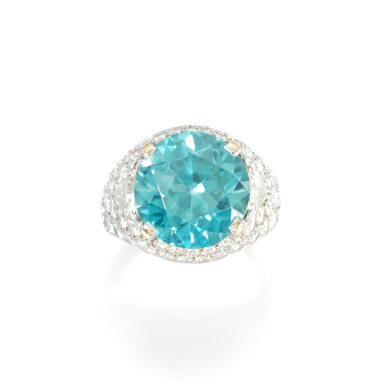 View full screen - View 1 of Lot 866. Zircon and diamond ring, 1960s.
