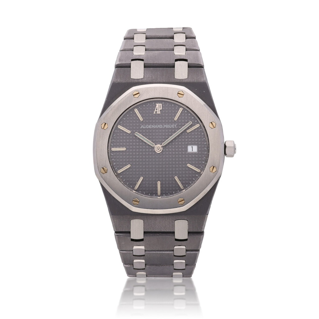全螢幕檢視 - 查看231Reference 56175TT.O.0789TT Royal Oak Championship 'Nick Faldo' | A tantalum and stainless steel wristwatch with date and bracelet, Circa 1990的1