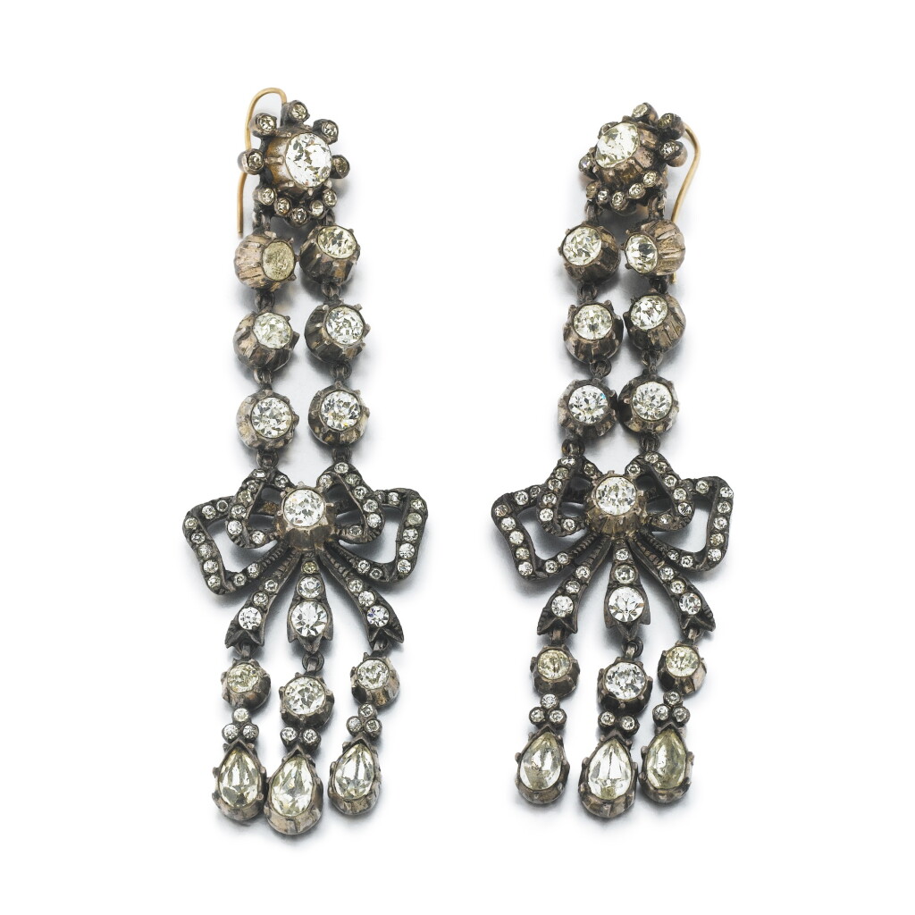 View full screen - View 1 of Lot 1083. A pair of pendent earrings, early 19th century.
