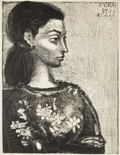 View full screen - View 1 of Lot 4. Femme au Corsage à Fleurs (B. 847; M. 307).