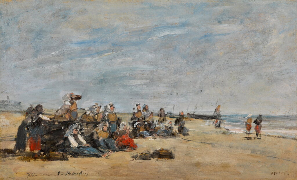 View full screen - View 1 of Lot 49. Berck, groupe de pêcheuses assises sur la grève.