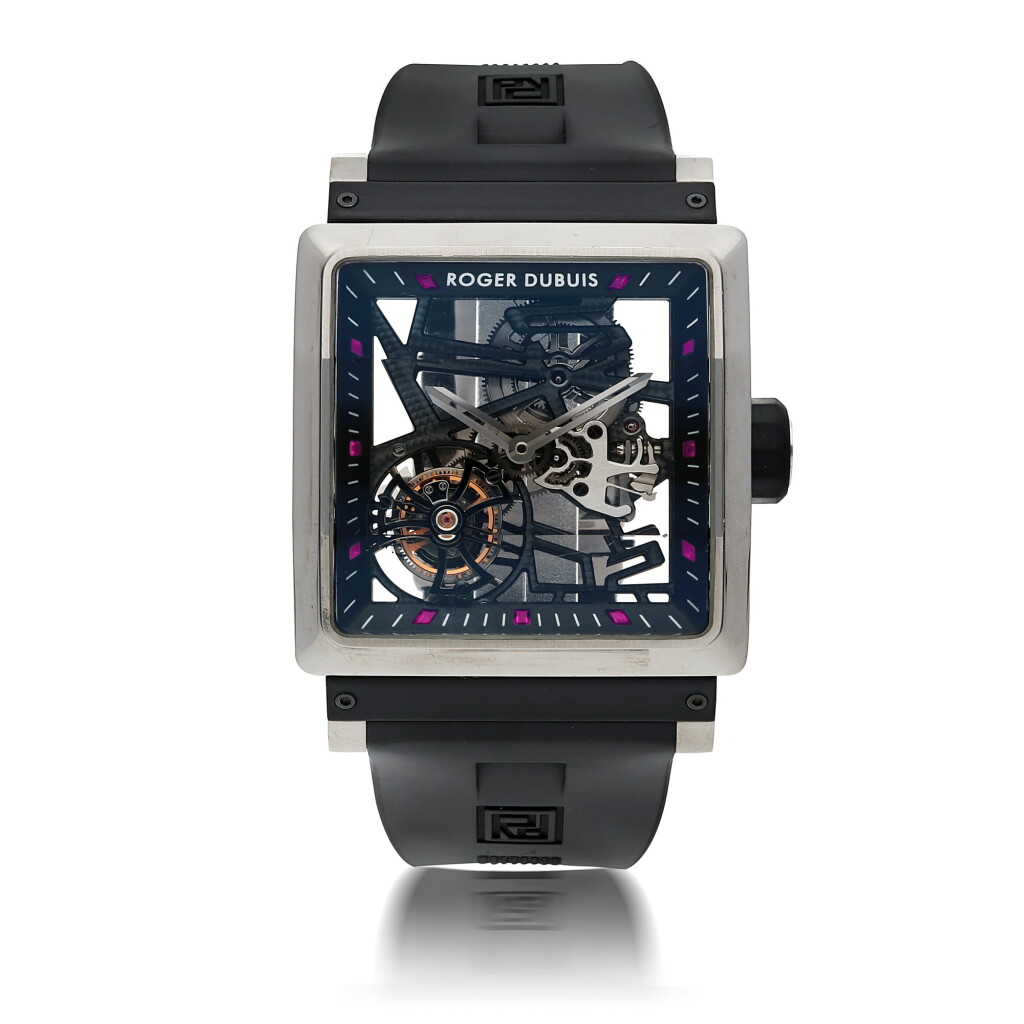 View full screen - View 1 of Lot 40. ROGER DUBUIS | KING SQUARE LIMITED EDITION TITANIUM SKELETONISED TOURBILLON WRISTWATCH CIRCA 2018.
