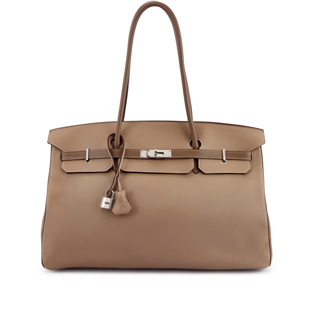 View full screen - View 1 of Lot 9621. Important Private Collection: Etoupe and Gris Tourterelle Togo Custom JPG Shoulder Birkin 45 Palladium Hardware, 2008.