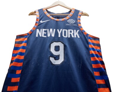 View full screen - View 1 of Lot 23. RJ Barrett New York Knicks 2019-2020 Game Worn Home Jersey.