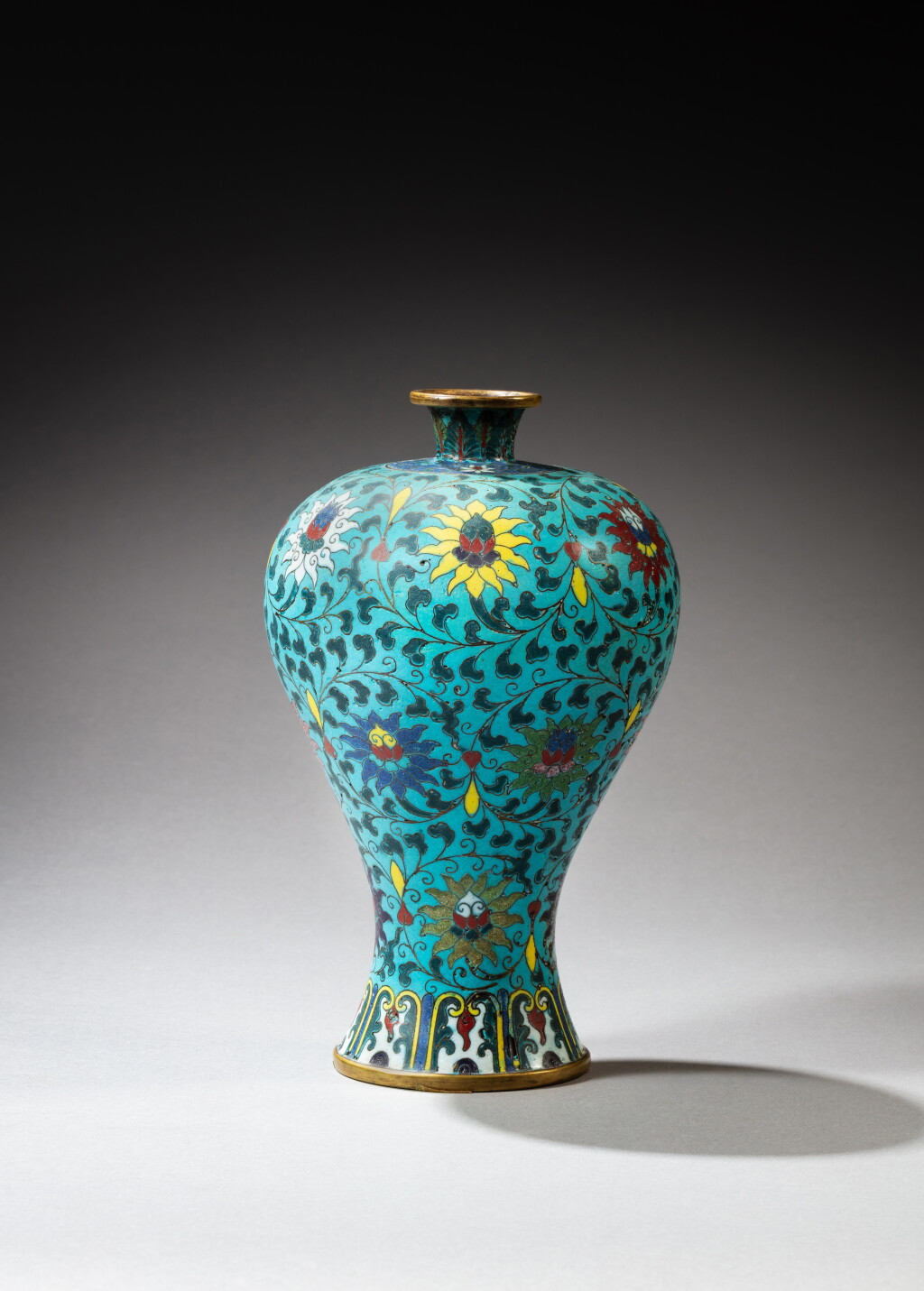 View full screen - View 1 of Lot 152. A cloisonné enamel 'lotus' vase (Meiping), Qing dynasty, 17th century.