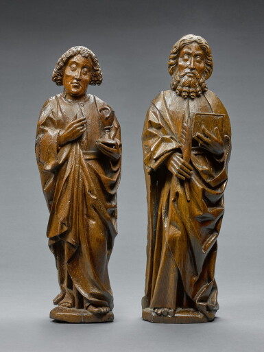 View full screen - View 1 of Lot 24. Northern German, probably Lübeck, or Lower Rhine, circa 1490-1500 | Pair of reliefs of Apostles, including Saint John the Evangelist.