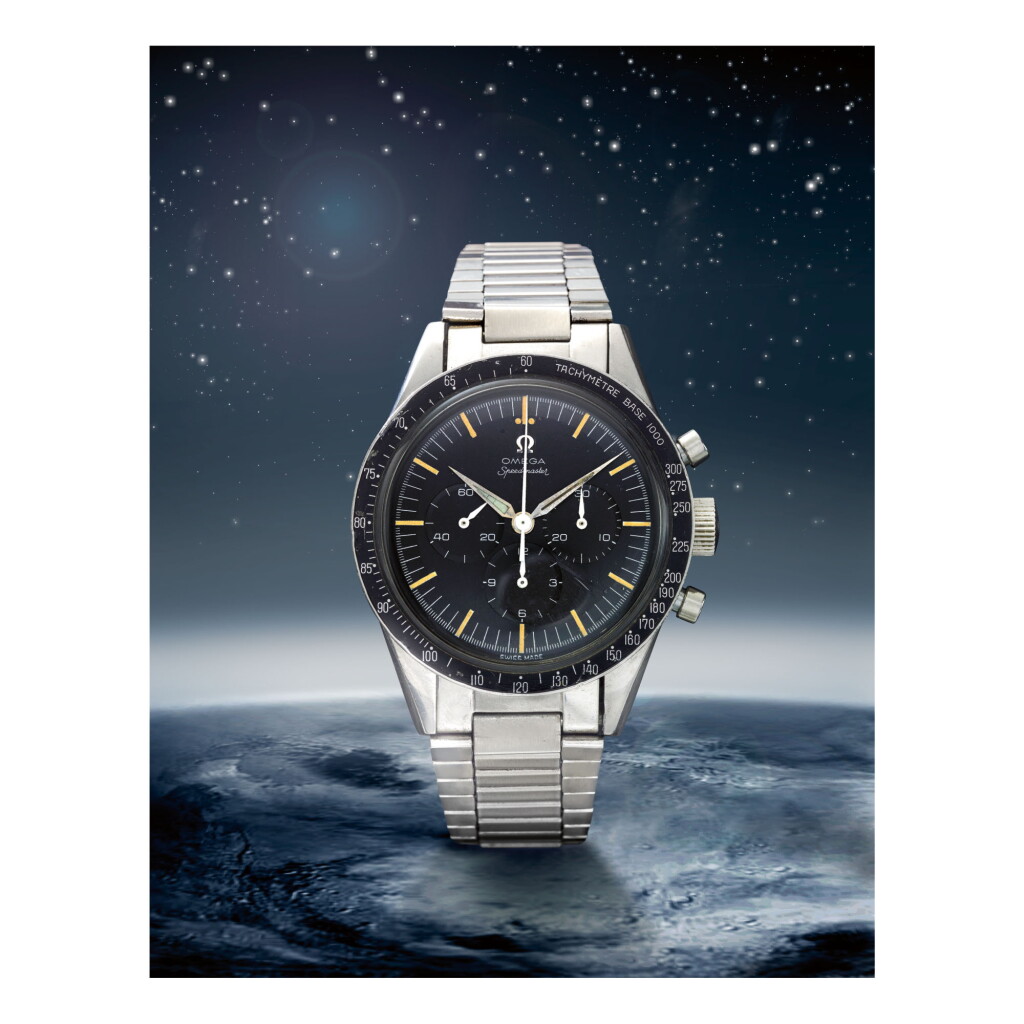 View full screen - View 1 of Lot 30. OMEGA | SPEEDMASTER REF 2915-3, A STAINLESS STEEL CHRONOGRAPH WRISTWATCH WITH BRACELET, MADE IN 1959.