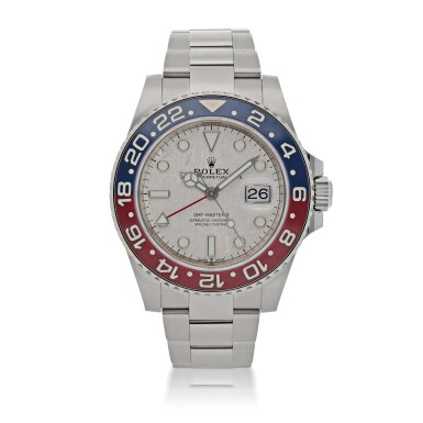 View full screen - View 1 of Lot 901. 'PEPSI' GMT-MASTER II, REF 126719BLRO WHITE GOLD DUAL TIME ZONE WRISTWATCH WITH DATE, BRACELET AND METEORITE DIAL CIRCA 2020.