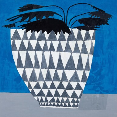 View full screen - View 1 of Lot 539. Jonas Wood 喬納斯·伍德 | Untitled (Blue with Triangles) 無題(藍帶三角形).