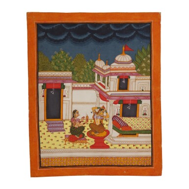 View full screen - View 1 of Lot 597. An illustration to a Ragamala series: Desvarari Ragini, India, Bundi, circa 18th century.