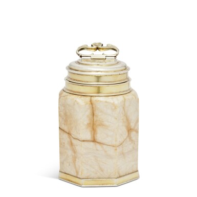 View full screen - View 1 of Lot 139. An Austrian Silver-Gilt-Mounted Marble Cannister, Maker's Mark PB, Vienna, Circa 1660.