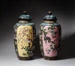 A large pair of cloisonné enamel vases and covers, Japan, Meiji period | 日本 明治 掐絲琺琅大蓋瓶一對