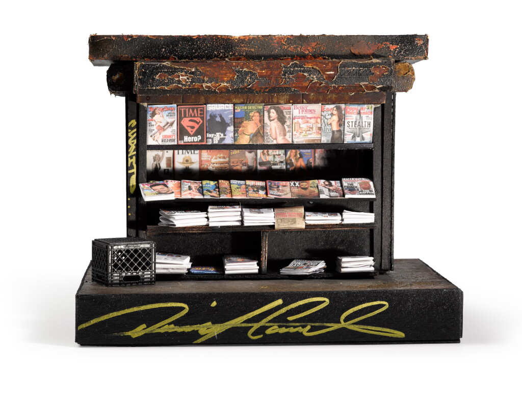 View full screen - View 1 of Lot 72. Original miniature of an iconic New York City newsstand, signed.