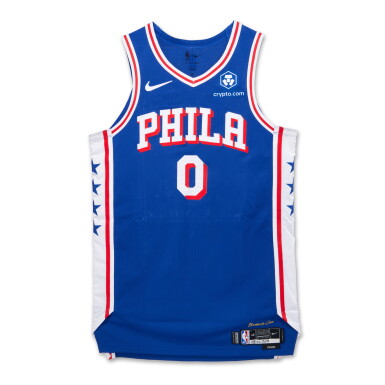 View full screen - View 1 of Lot 102. Tyrese Maxey Philadelphia 76ers 2023-2024 Game Worn Icon Edition Jersey | Matched to 2 Games.