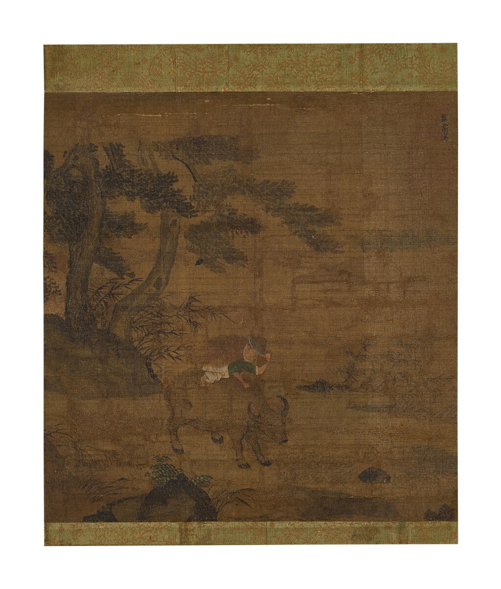 View full screen - View 1 of Lot 811. ATTRIBUTED TO DAI SONG BOY AND BUFFALO | 戴嵩(款)《牧童圖》設色絹本 立軸 .