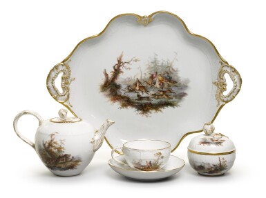 View full screen - View 1 of Lot 99. A Meissen porcelain tête-à-tête and a Meissen porcelain part solitaire, 19th century.