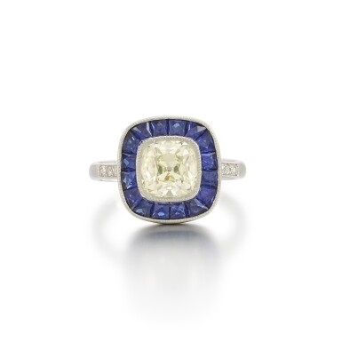 View full screen - View 1 of Lot 108. Sapphire and Diamond Ring.