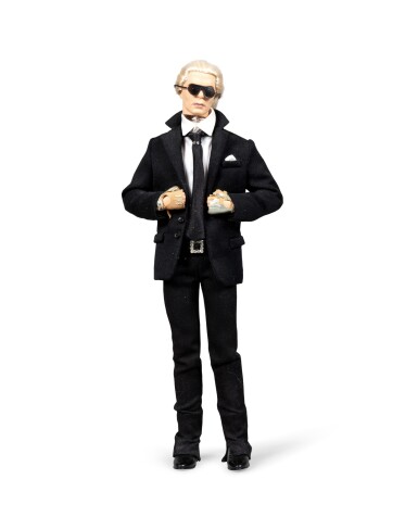 View full screen - View 1 of Lot 1009. Doll with the effigy of Karl Lagerfeld | Poupée à l'effigie de Karl Lagerfeld .