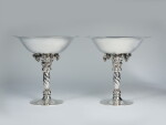 A Pair of Large Danish Silver Grapevine Tazze, No. 264B, Designed by Georg Jensen, George Jensen Silversmithy, Cophenhagen, 1925–1932