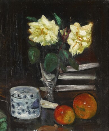 View full screen - View 1 of Lot 33. Still Life of Apples and Yellow Roses.