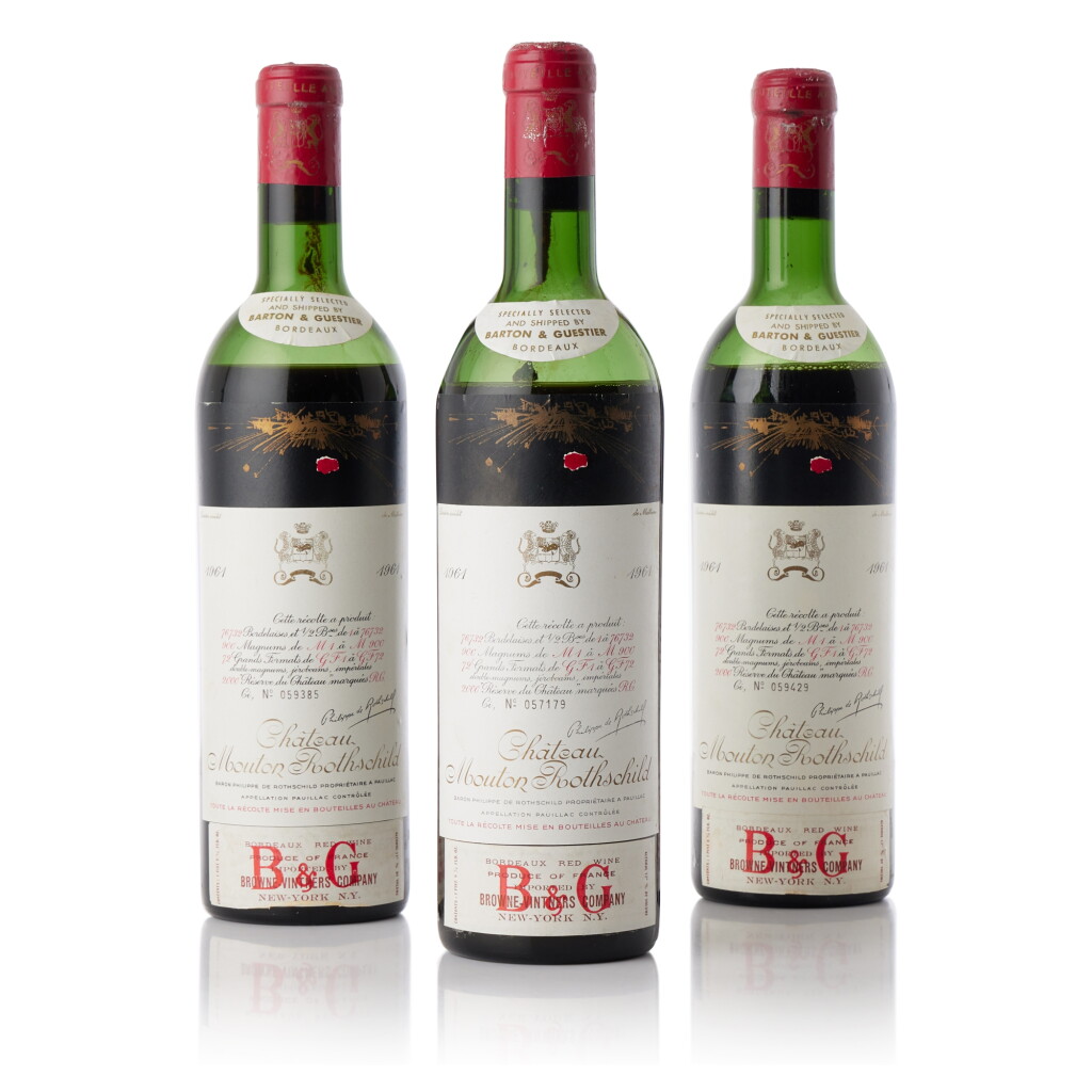 View full screen - View 1 of Lot 6136. Château Mouton Rothschild 1961 (3 BT).