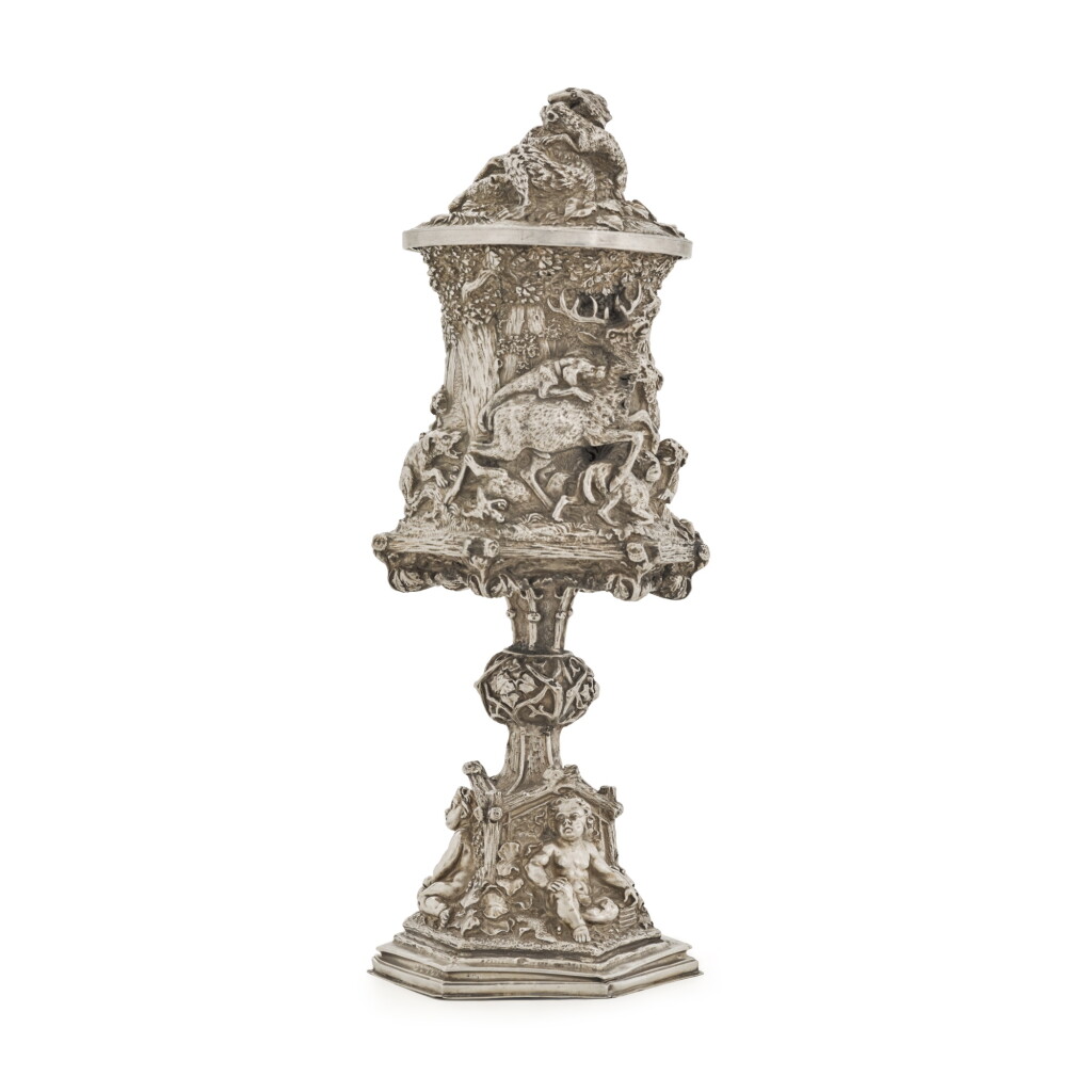View full screen - View 1 of Lot 196. A German silver cup and cover, seemingly unmarked, mid-19th century.