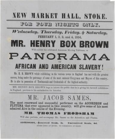 View full screen - View 1 of Lot 97. Brown, Henry "Box" | Anti-slavery panorama from a famed abolitionist .