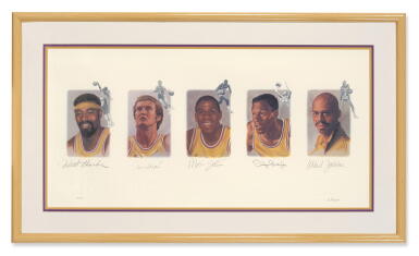 View full screen - View 1 of Lot 34. Los Angeles Lakers Legends Signed Lithograph.