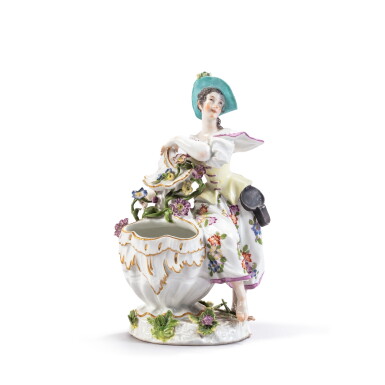 View full screen - View 1 of Lot 640. A Meissen porcelain figural salt, emblematic of Spring, from a set of the Seasons, circa 1755.
