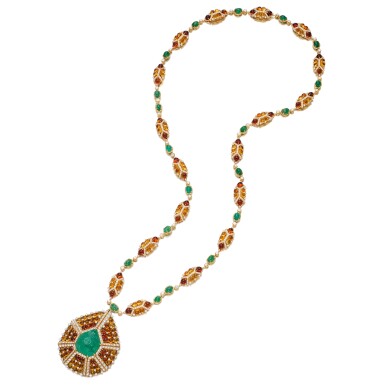View full screen - View 1 of Lot 229. Emerald, Citrine and Diamond Sautoir.
