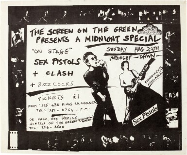 View full screen - View 1 of Lot 7. Jamie Reid | Handbill for the Screen on the Green, 29 August 1976.