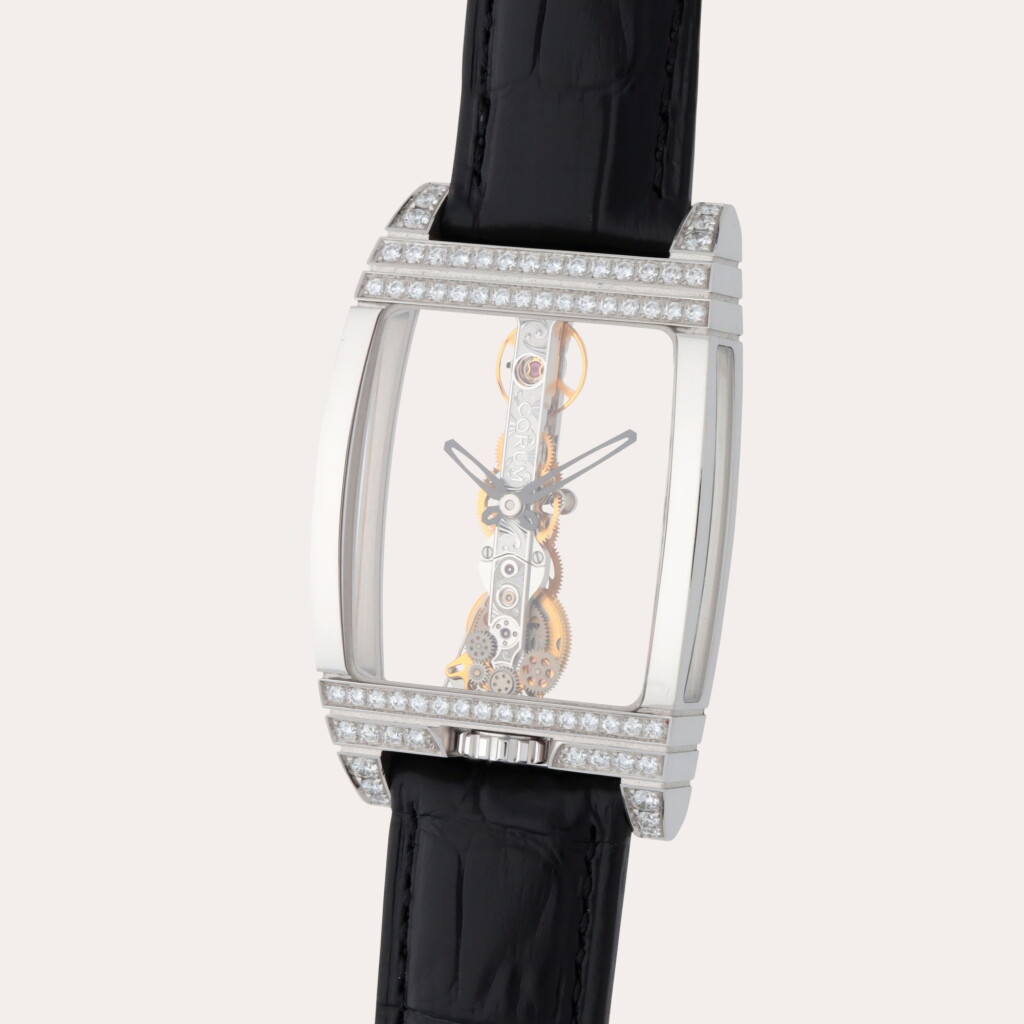 View full screen - View 1 of Lot 393. Golden Bridge, Ref. 113.753.69/0001 0000G | A white gold and diamond-set skeletonized wristwatch | Circa 2008.