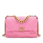 Pink Lambskin Large Chanel 19 Flap Brushed Gold and Ruthenium Hardware, 2021