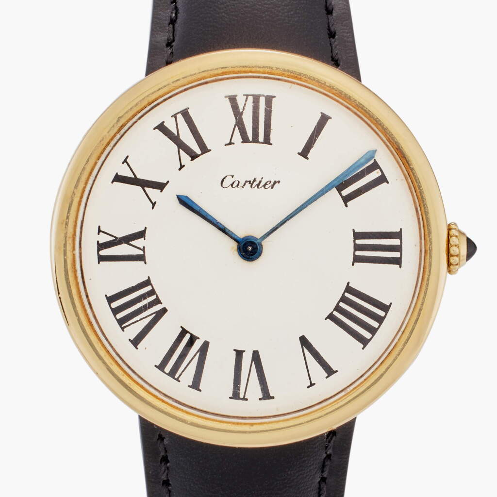 View full screen - View 1 of Lot 108. Maxi Ronde | A large and extremely rare yellow gold circular wristwatch with concealed lugs and a yellow and pink gold deployant buckle, Circa 1971-72 .
