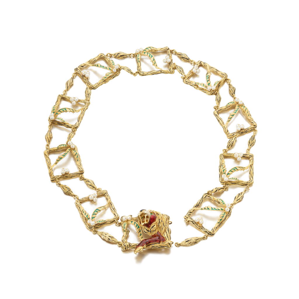 View full screen - View 1 of Lot 1136. Enamel, gem set and diamond belt, 1970s.