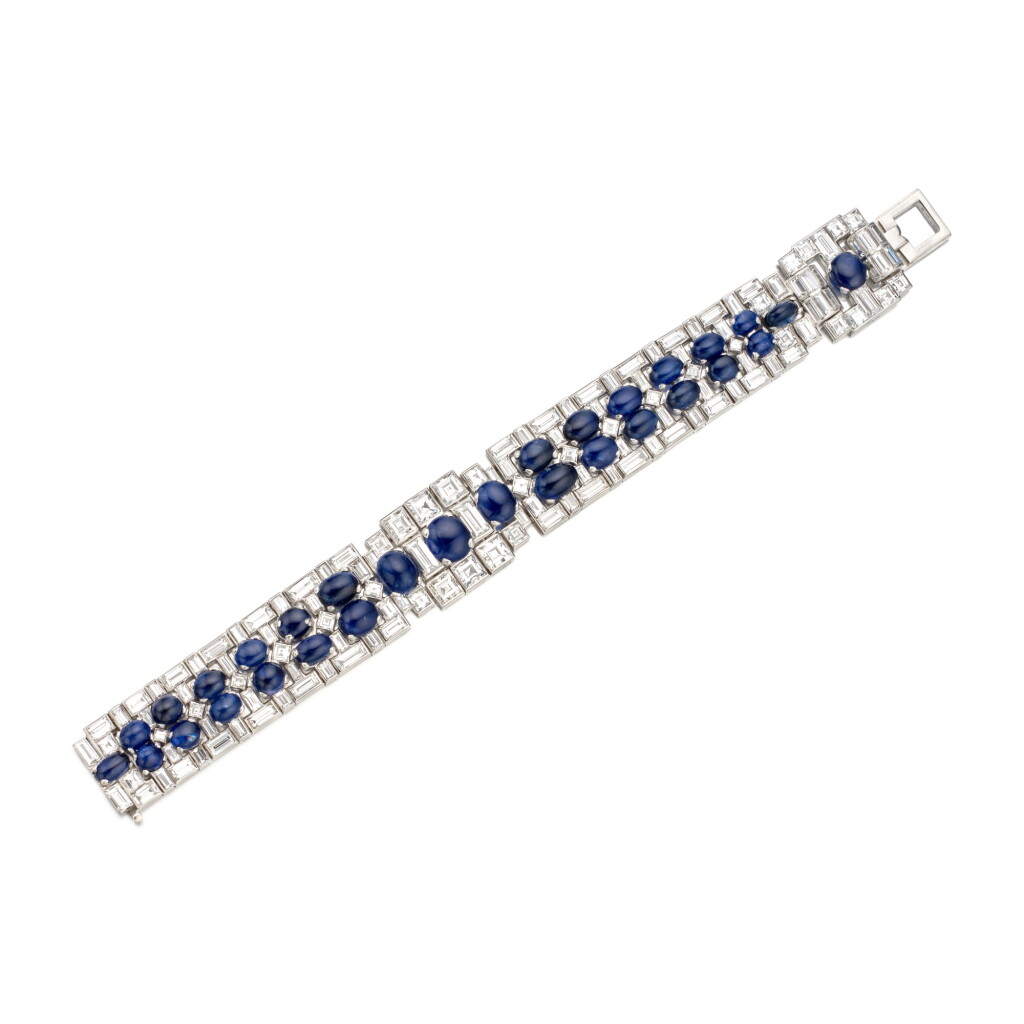 View full screen - View 1 of Lot 480. Sapphire and Diamond Bracelet | 卡地亞 | 藍寶石配鑽石手鏈.