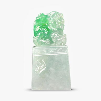 View full screen - View 1 of Lot 1503. Jadeite Seal | 天然翡翠 印章.
