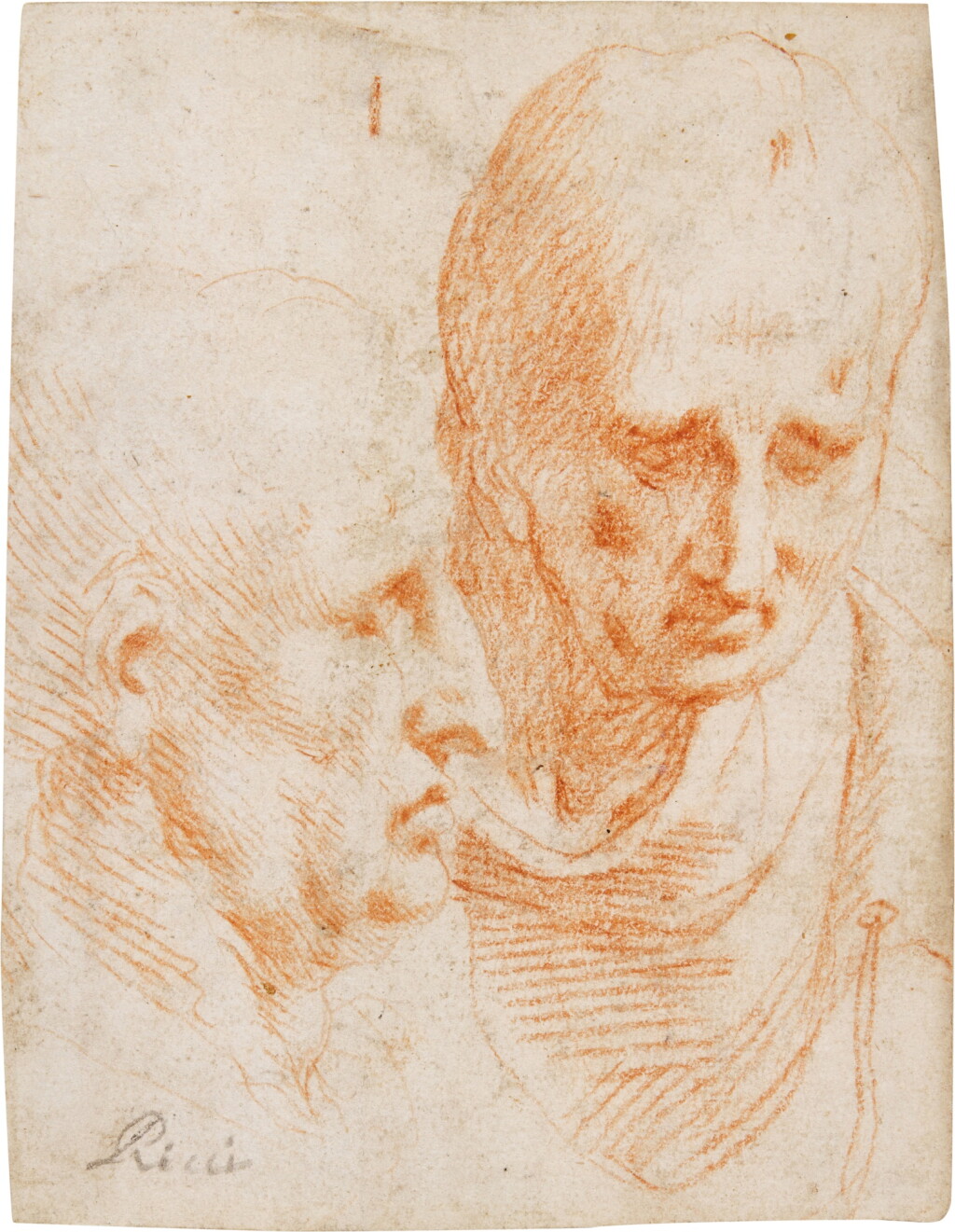 全螢幕檢視 - 查看84Recto: Study of the head of a philosopher seen frontally and in profile Verso: a sketch of the same in profile的1