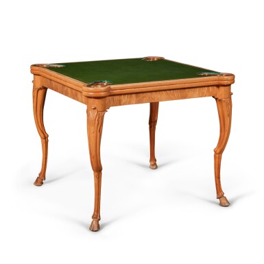 View full screen - View 1 of Lot 158. A Queen Anne Style Carved A Queen Anne Style Carved Acacia and Maple Games Table by T. H. Robsjohn-Gibbings, Circa 1937.